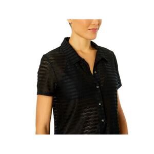 Hurley Black Short-Sleeve mesh Button-Up Casual Shirt